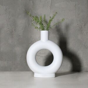 White Donut Vase | Handmade Ceramic Vase, Flower, Minimalist, Home Decor,Pottery